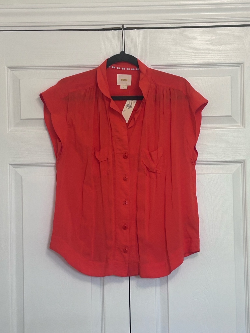 Anthropologie Maeve Red Button-Down Blouse Size S NWT